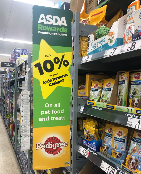 Asda Rewards App - Promotional in-store branding - Pedigree 